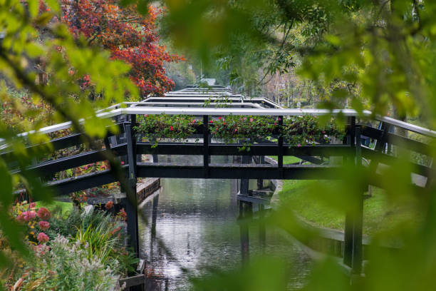 small bridges over the central canal of Giethoorn in the Netherlands.